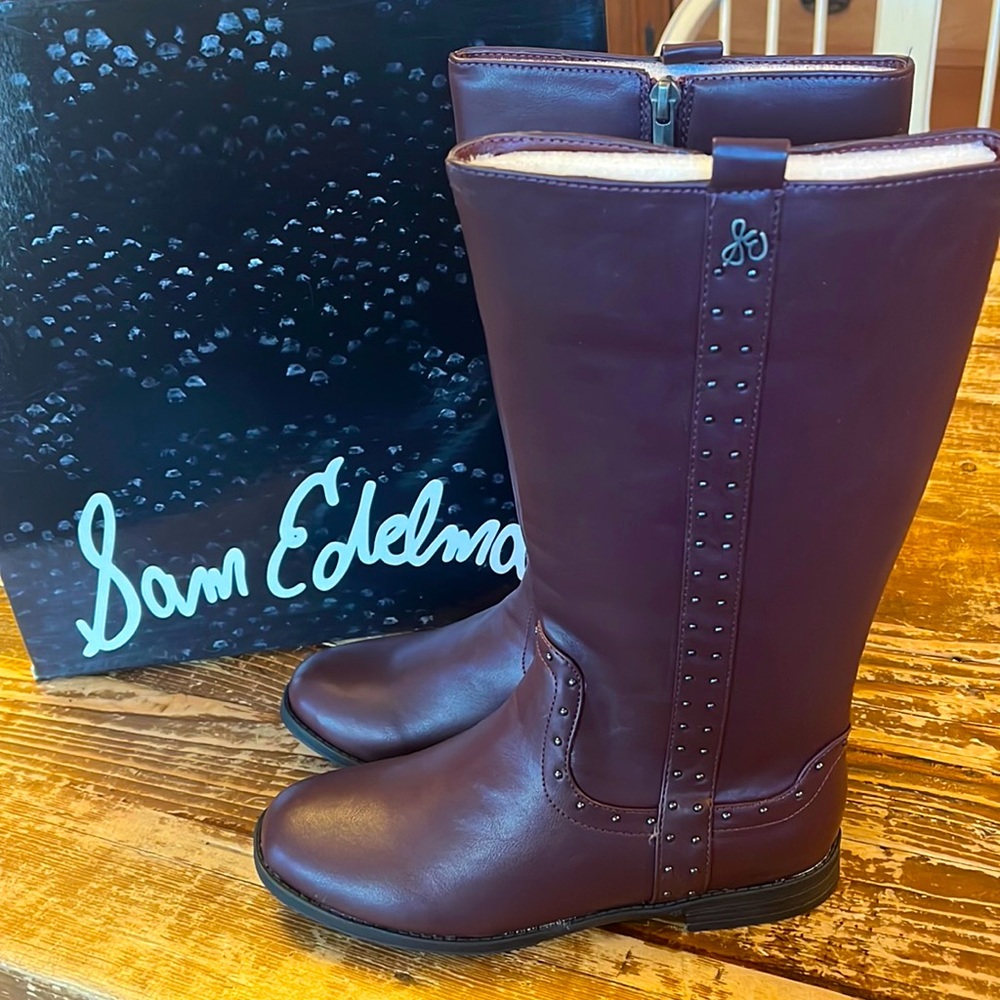 Sam Edelman Little & Big Girls Kendall Prina Tall Boots SIZE 4 plum color